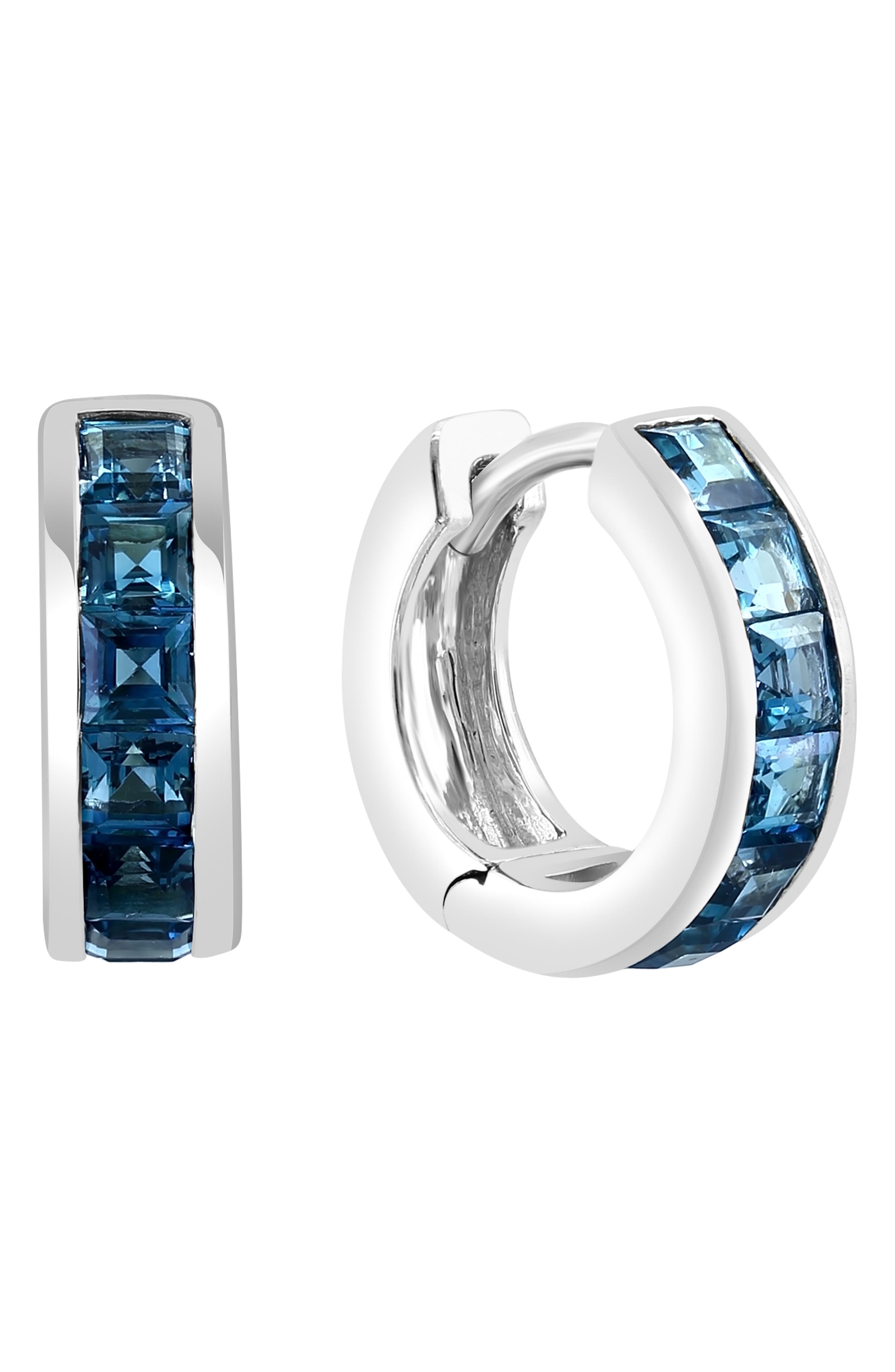 EFFY Sterling Silver London Blue Topaz Huggie Hoop Earrings