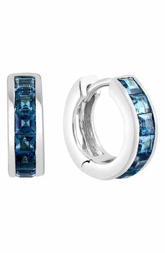EFFY Sterling Silver London Blue Topaz Huggie Hoop Earrings