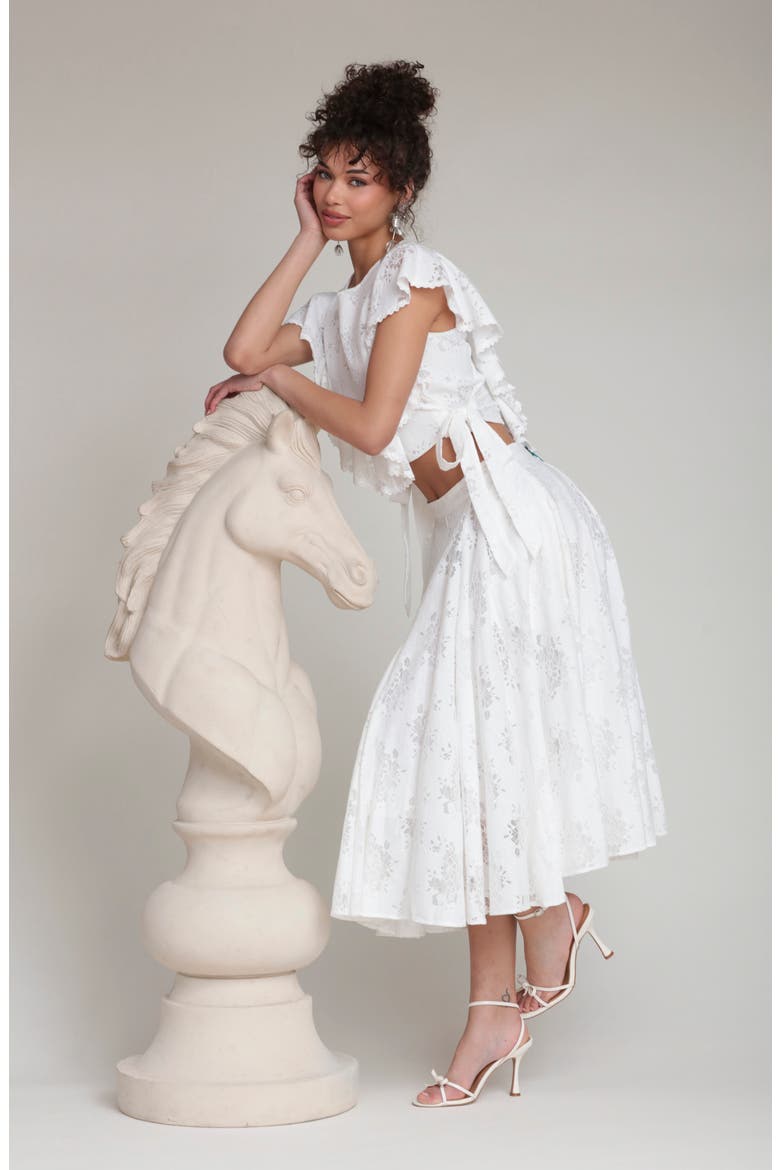Lace Inset Skirt, Alternate, color, WHITE