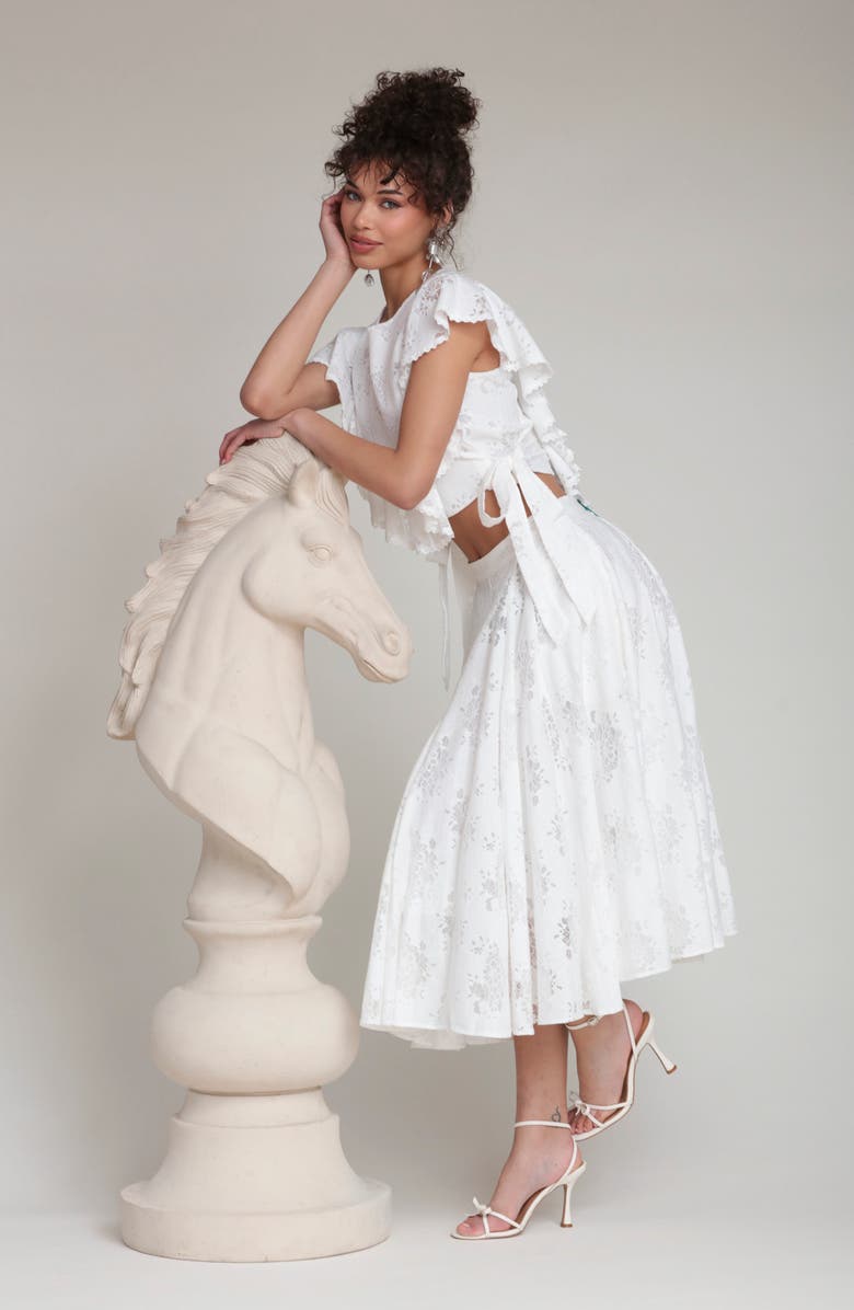Avec Les Filles Lace Inset Skirt, Alternate, color, White