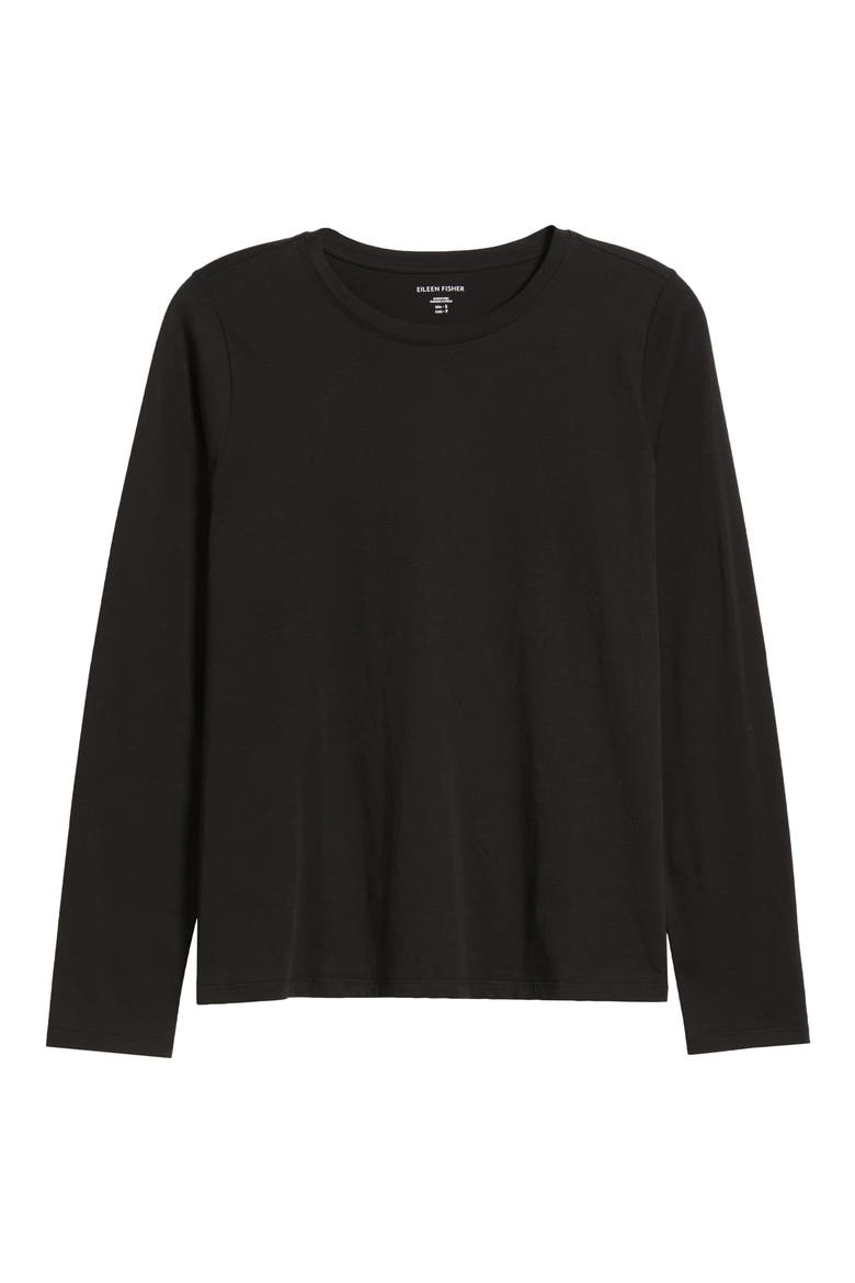 Long Sleeve Crewneck T-Shirt, Alternate, color, BLACK