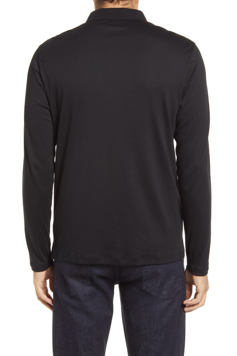 Georgia Long Sleeve Polo, Alternate, color, BLACK
