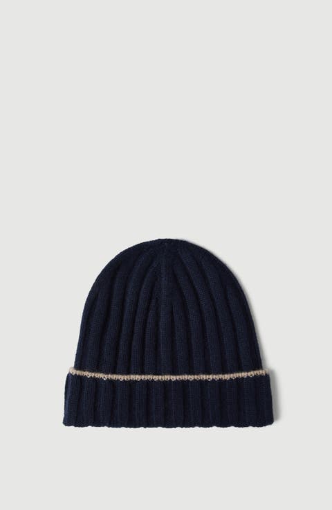 Cashmere rib knit beanie