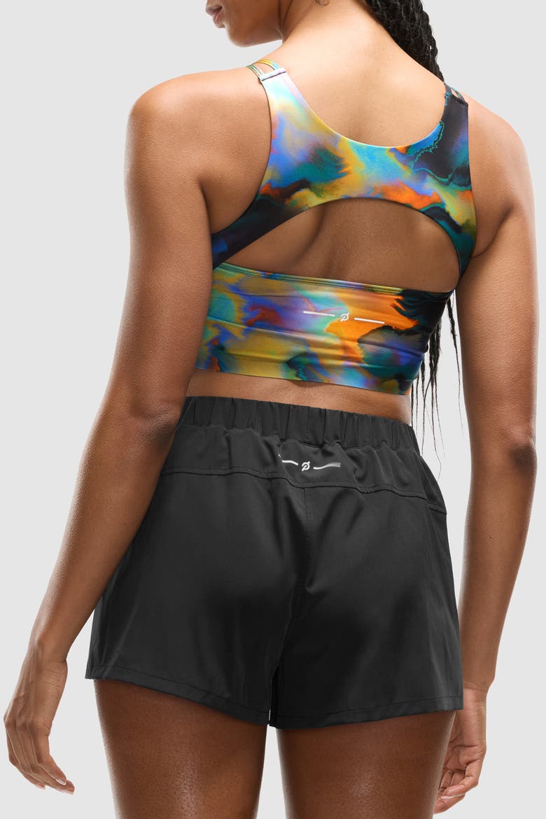 PaceForm Longline Laser Perforated Bra, Alternate, color, Heatmap Print