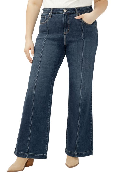 Avery Curvy Seamed High Waist Wide Leg Trouser Jeans (Soul) (Plus)
