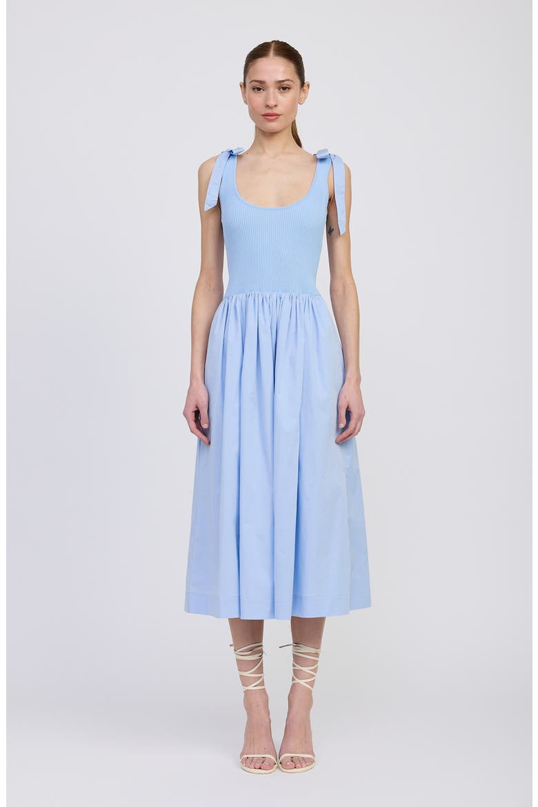 Wren Mixed Media Midi Sundress, Alternate, color, BLUE