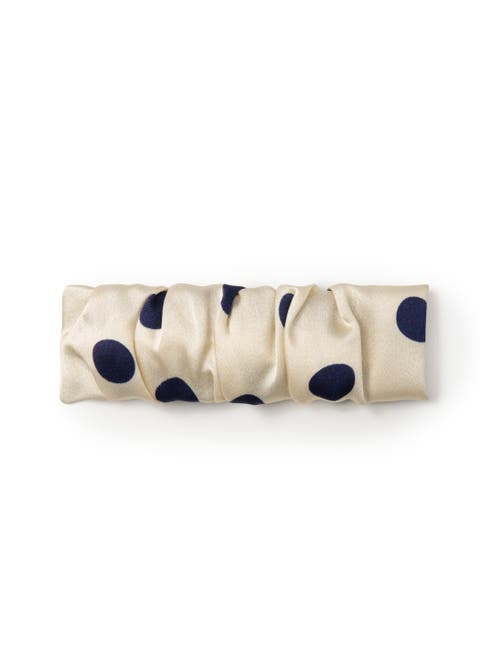 Polka Dot Silk Hair Barrette Clip