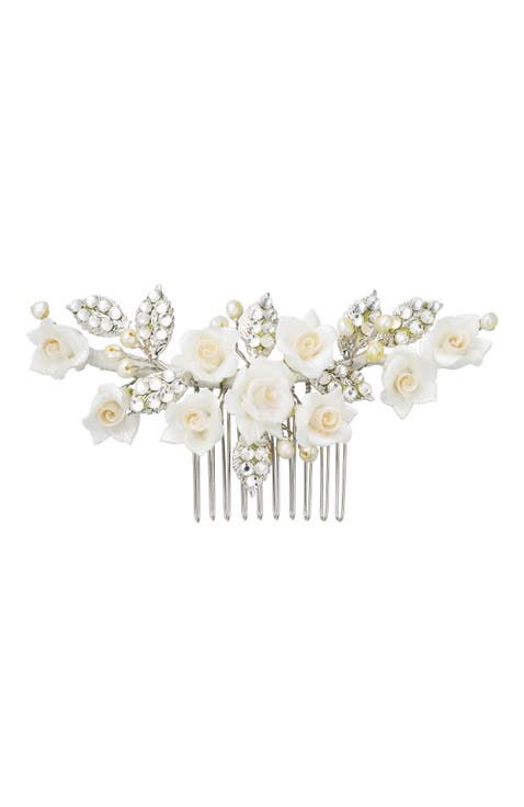 Victoria Crystal Floral Comb