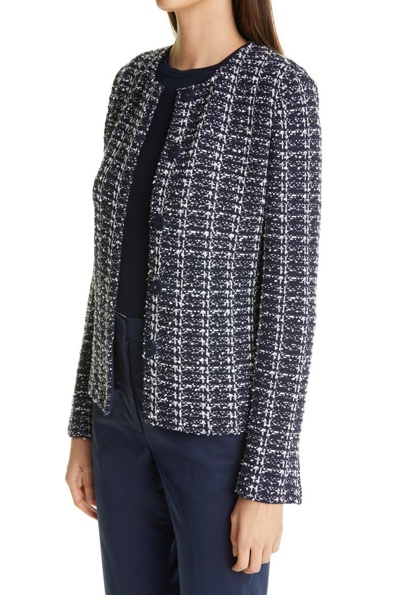 Tweed Knit Jacket, Alternate, color, NAVY/ECRU