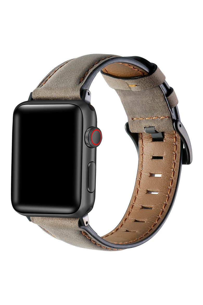 Leather Apple Watch® Watchband, Alternate, color, BROWN
