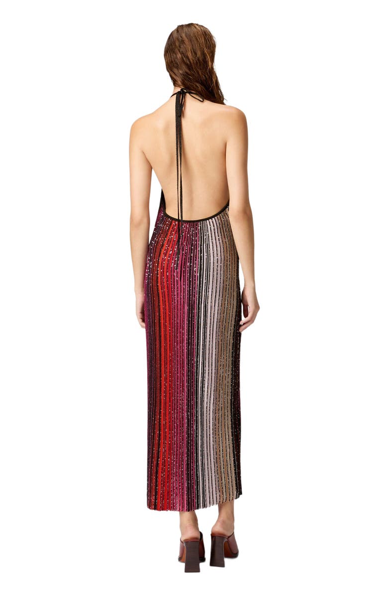 Missoni Striped Partialized Midi Dress With Sequins And V-neck, Alternate, color, Black 
Red