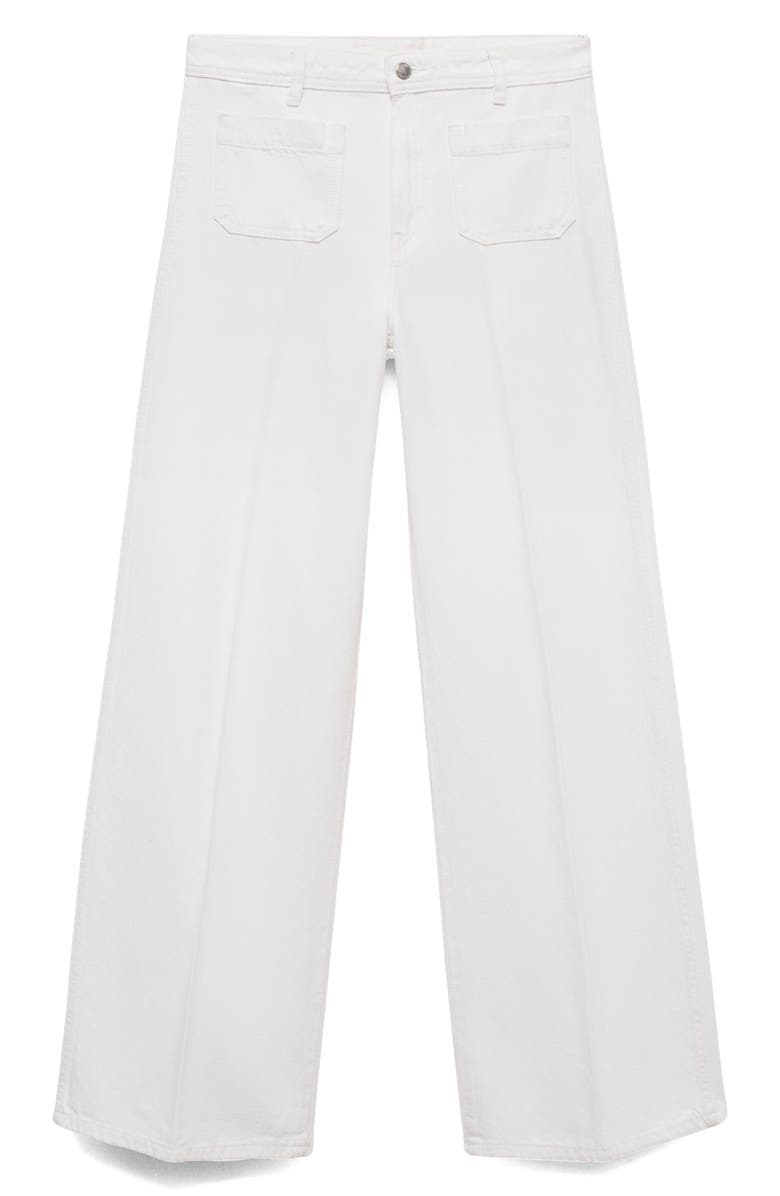MANGO Patch Pocket High Waist Wide Leg Jeans, Alternate, color, White