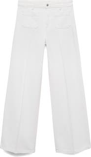 MANGO Patch Pocket High Waist Wide Leg Jeans
