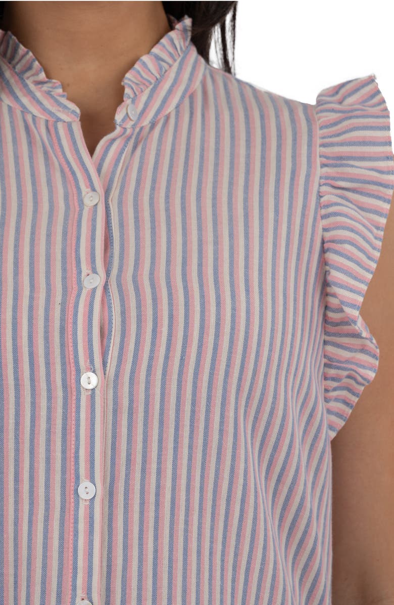 KUT from the Kloth Katara Sleeveless Ruffle Button-Up Shirt, Alternate, color, Pink/ Blue/ White