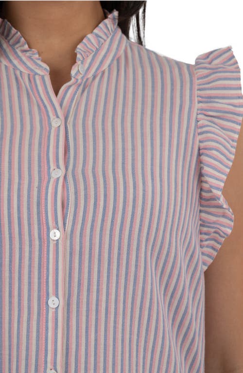 Kut From The Kloth Katara Sleeveless Ruffle Button-up Shirt In Purple