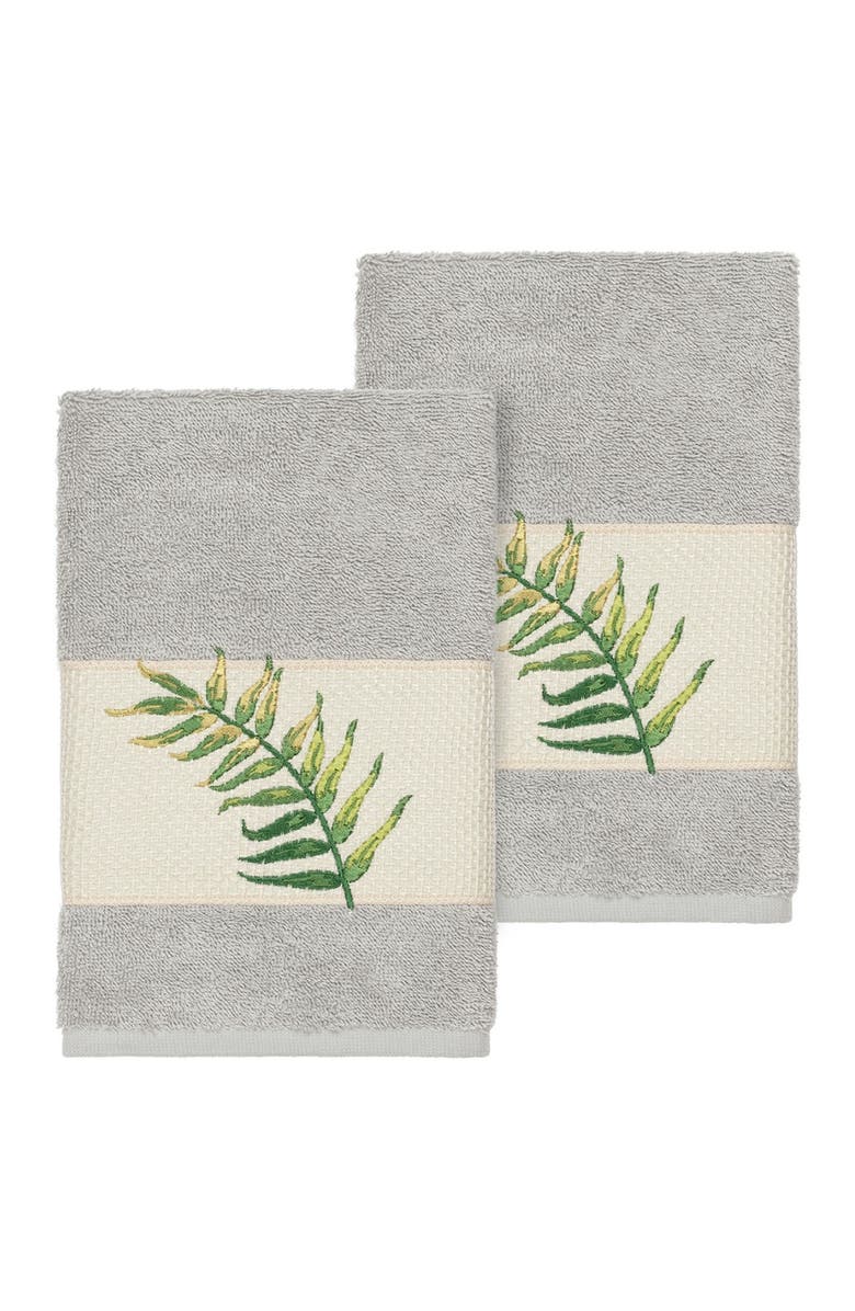 Linum Home Textiles Zoe Embellished Hand Towel - Set of 2 - Light Grey, Main, color, Light Grey