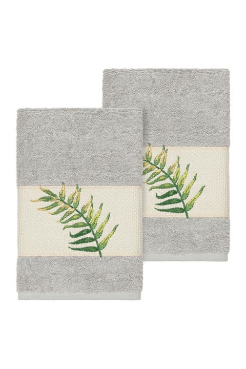 Zoe Embellished Hand Towel - Set of 2 - Light Grey