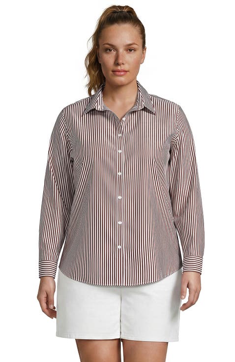 Plus Size No Iron Button Front Shirt