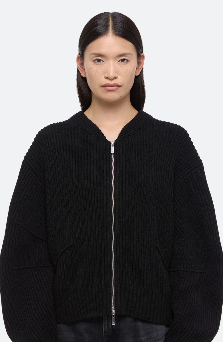 Helmut Lang Apex Wool Blend Rib Knit Bomber Jacket, Alternate, color,