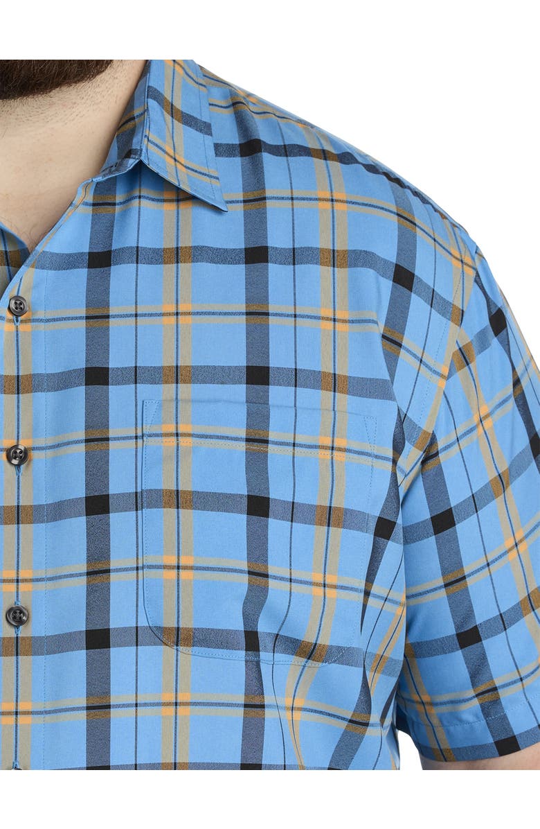Harbor Bay by DXL Big & Tall Microfiber Large Plaid Sport Shirt, Alternate, color, Blue Yellow