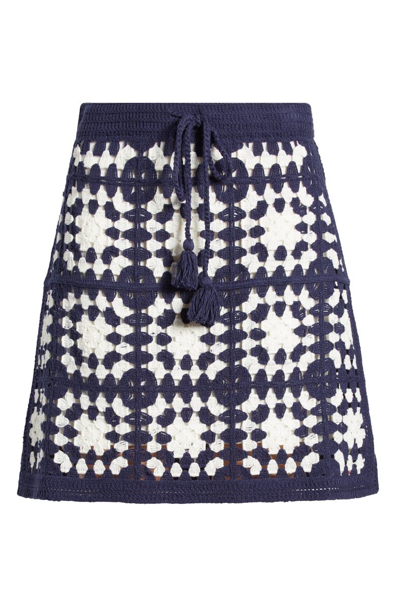 FRAME Tassel Crochet Miniskirt, Alternate, color, Navy Multi