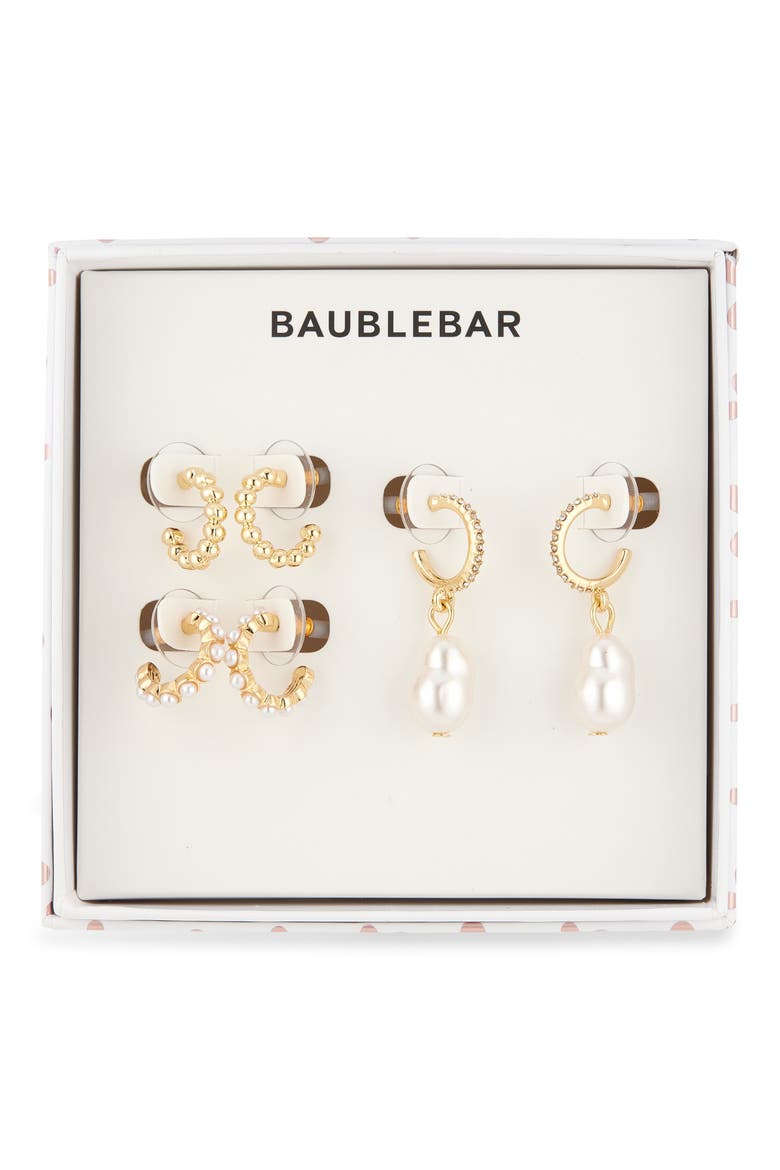 Winning Pearl-Sonality Set of 3 Drop & Huggie Hoop Earrings, Main, color, PEARL