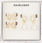 BaubleBar Winning Pearl-Sonality Set of 3 Drop & Huggie Hoop Earrings