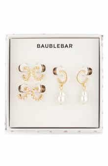 BaubleBar Winning Pearl-Sonality Set of 3 Drop & Huggie Hoop Earrings