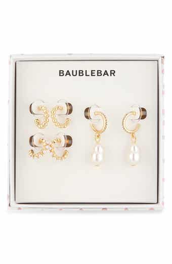 BaubleBar Winning Pearl-Sonality Set of 3 Drop & Huggie Hoop Earrings