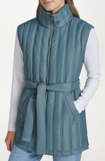 Andrew Marc Quilted Vest In Gray