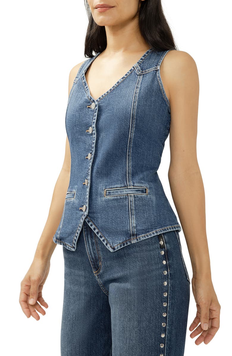 Silver Jeans Co. Longline Denim Vest, Alternate, color, Clapham