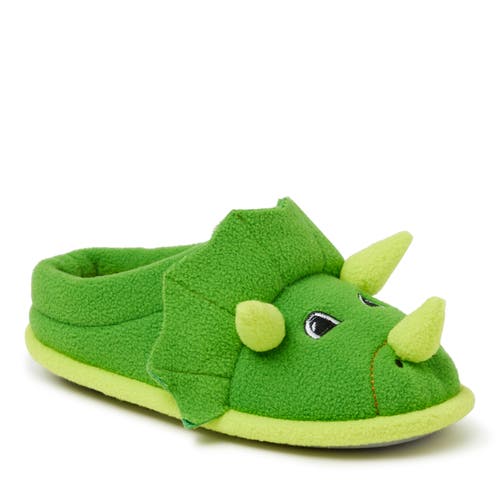 Dearfoams Kids' Peyton Animal Slip-on Clog Slipper In Green