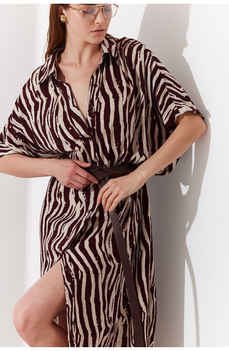 Gottex Beach Life Solena Printed Crêpe Oversized Shirt Dress Cover-Up, Alternate, color, Safari