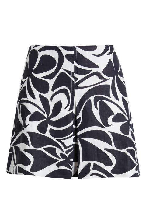 Pleated Linen Miniskirt