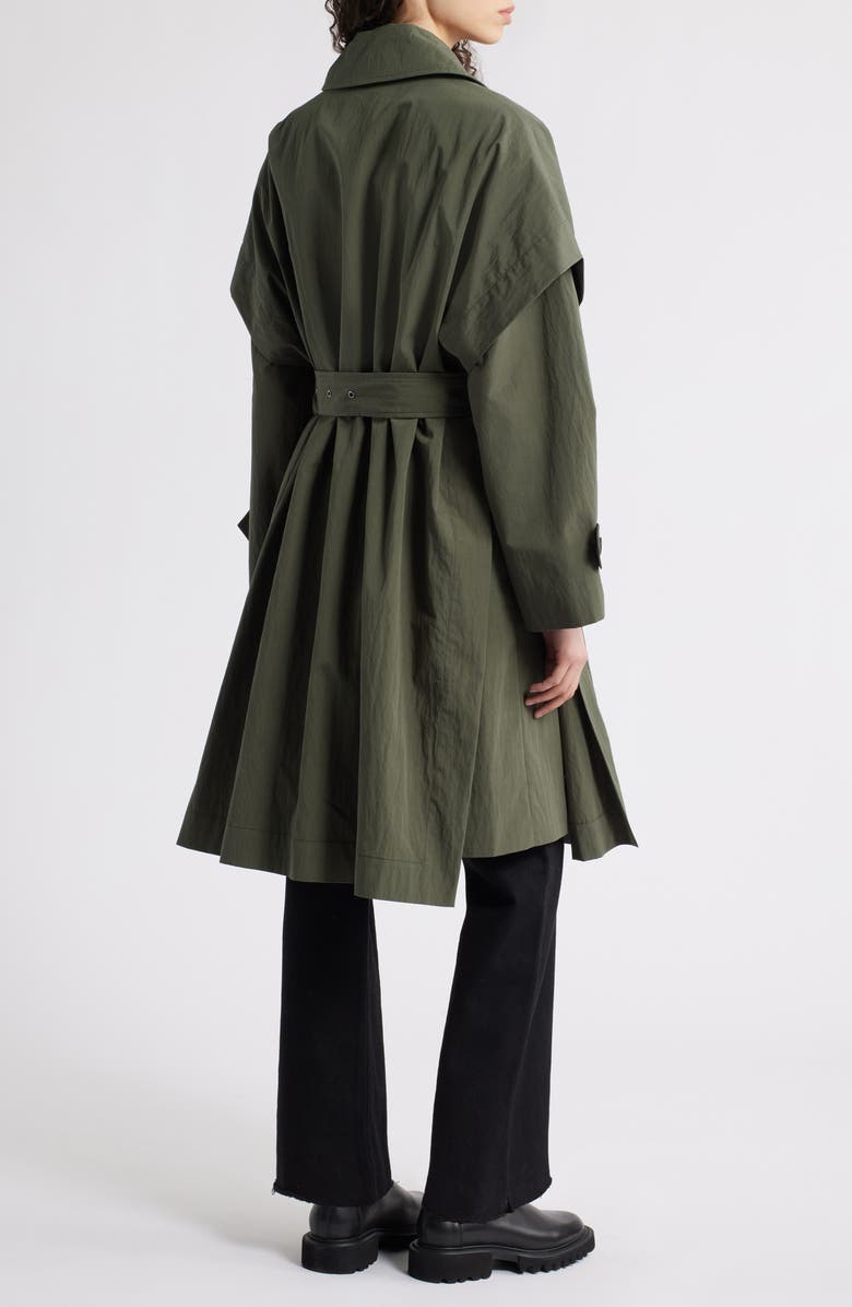 Bernardo Longline Belted Raincoat, Alternate, color, Olive