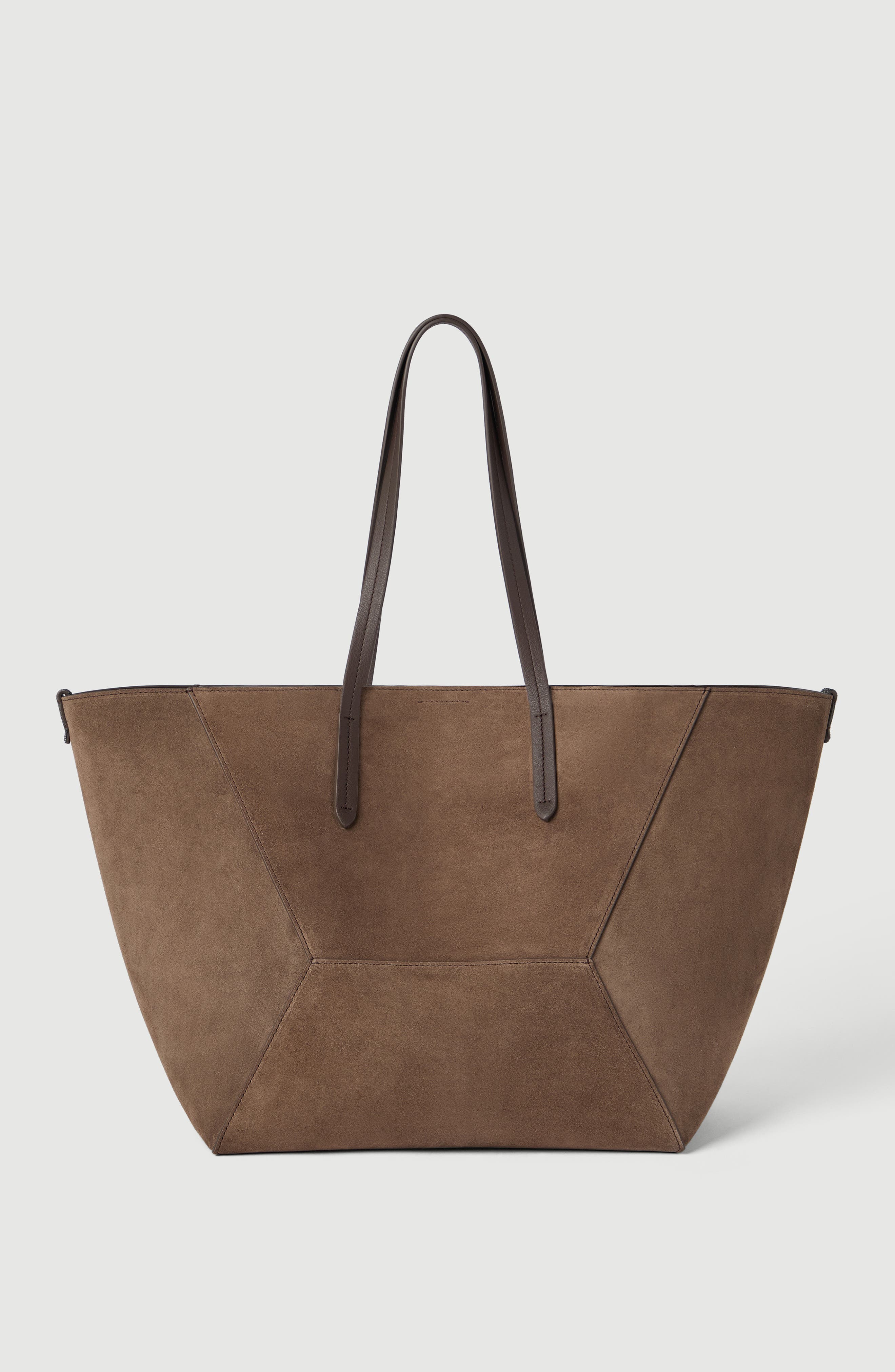 BC Duo bag in suede with monili, Alternate, color, Brown