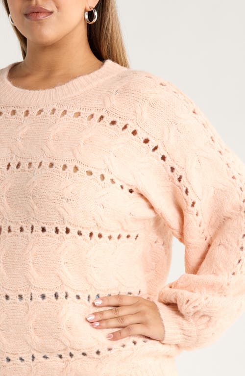 Treasure & Bond Cable Crewneck Sweater In Brown
