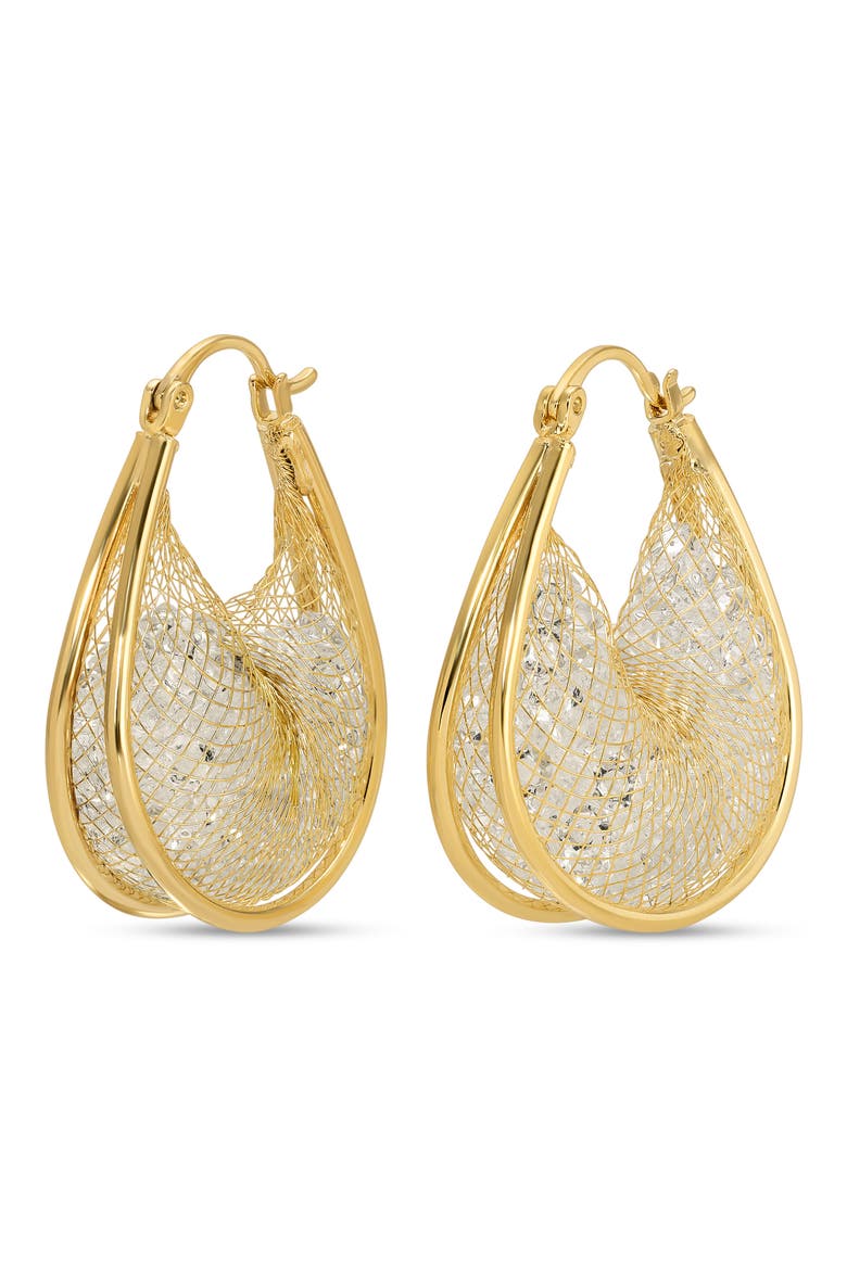 Aiysha Mesh CZ Huggie Earrings, Main, color, GOLD