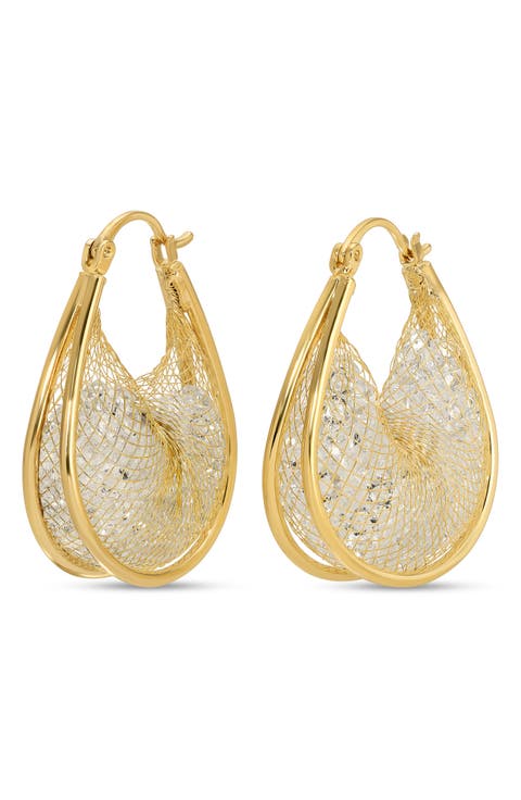 Aiysha Mesh CZ Huggie Earrings