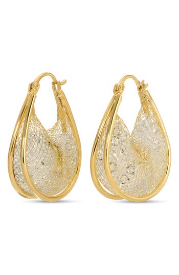 Eye Candy Los Angeles Aiysha Mesh Cz Huggie Earrings In Gold