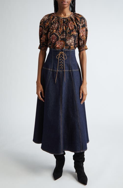 Ulla Johnson Suri Floral Paisley Wool Blend Top In Viola