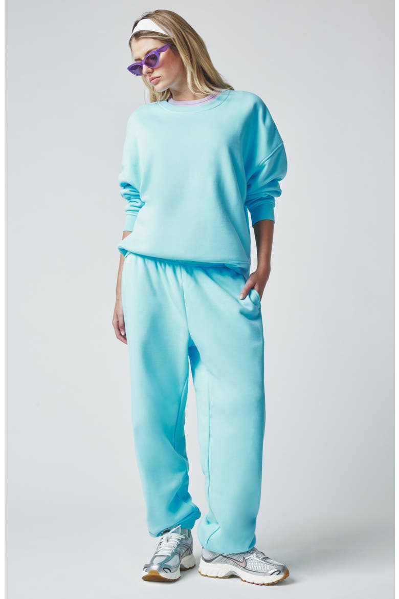 Cotton Blend Boyfriend Joggers, Alternate, color, TROPICAL BLUE