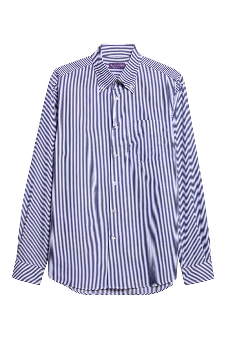Cameron Stripe Cotton Button-Down Shirt, Alternate, color, BLUE/ WHITE