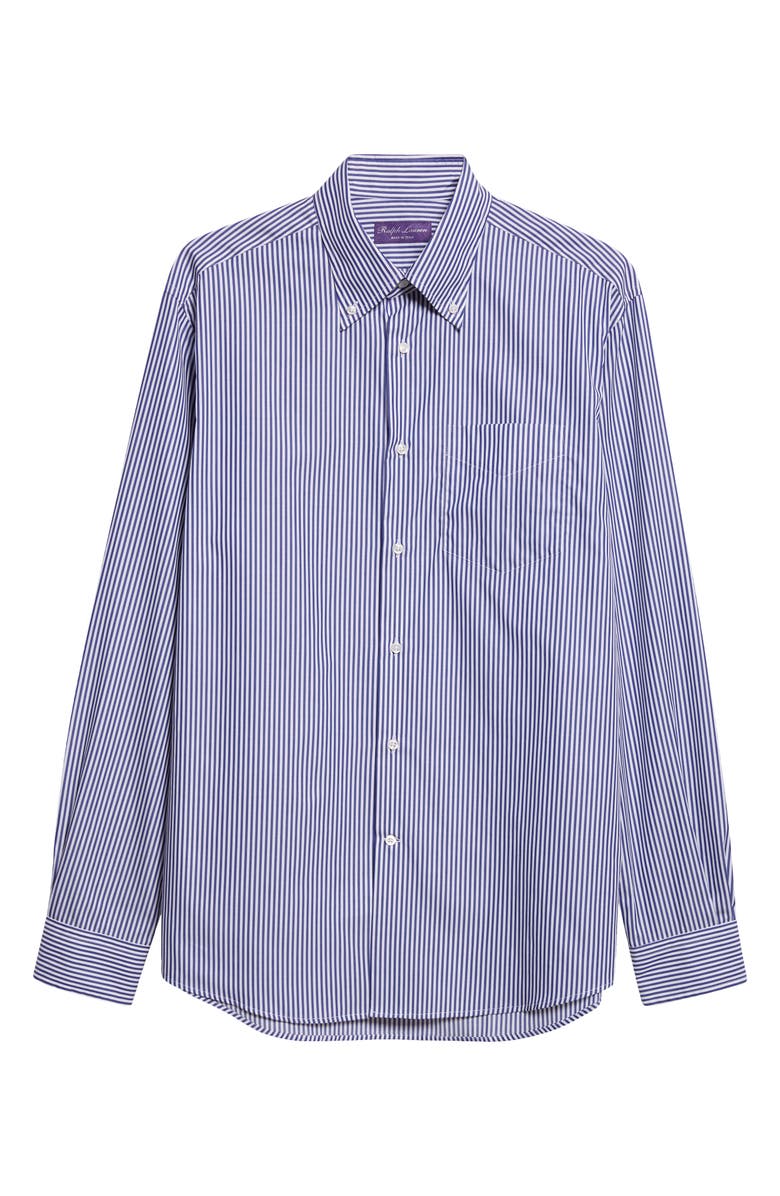 Ralph Lauren Purple Label Cameron Stripe Cotton Button-Down Shirt, Alternate, color, Blue/ White