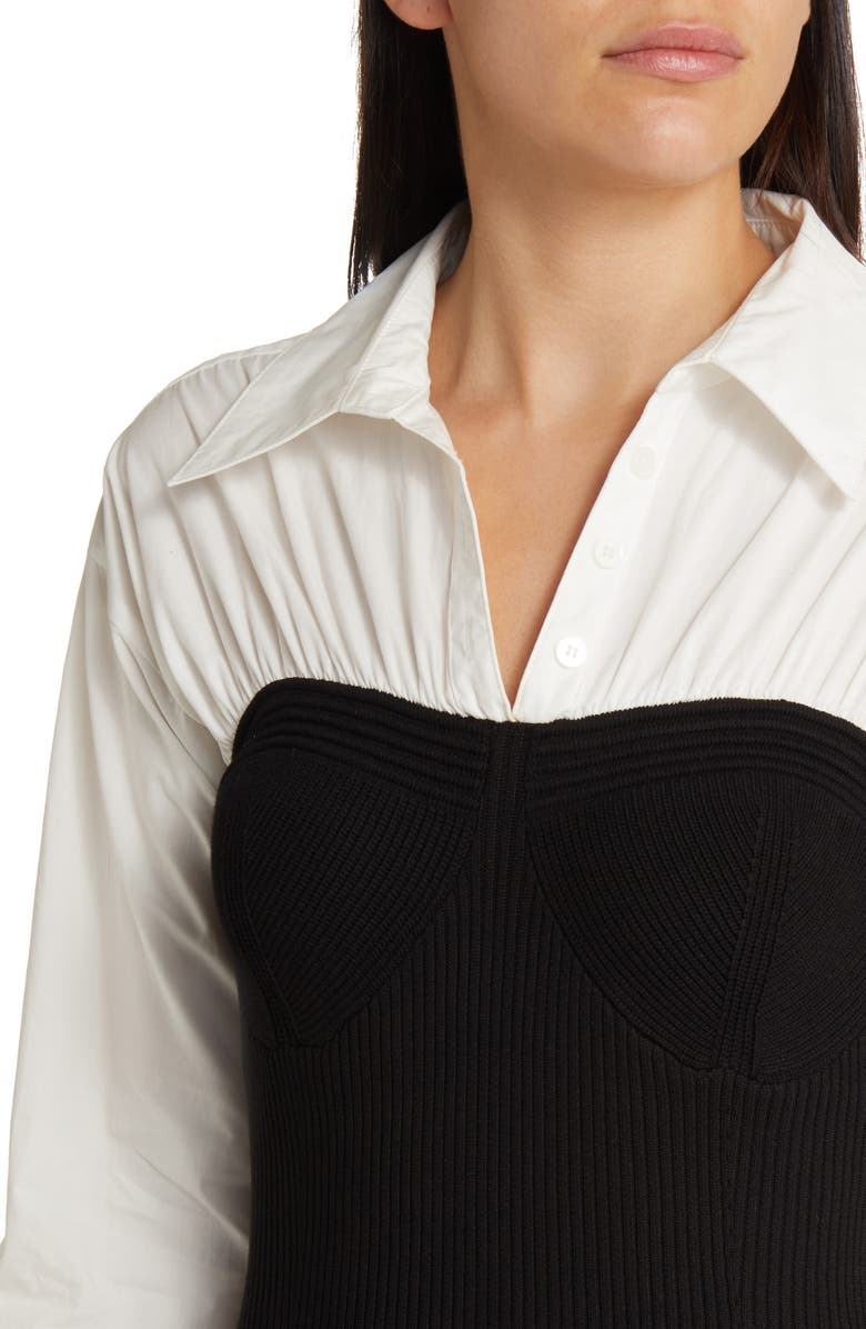 MOON RIVER Long Sleeve Mixed Media Midi Sweater Shirtdress, Alternate, color,