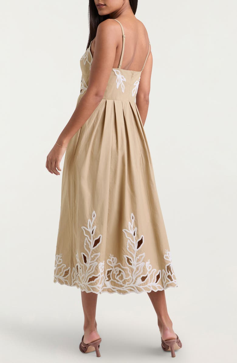 Cinq à Sept Maude Embroidered A-Line Dress, Alternate, color, Khaki/ White