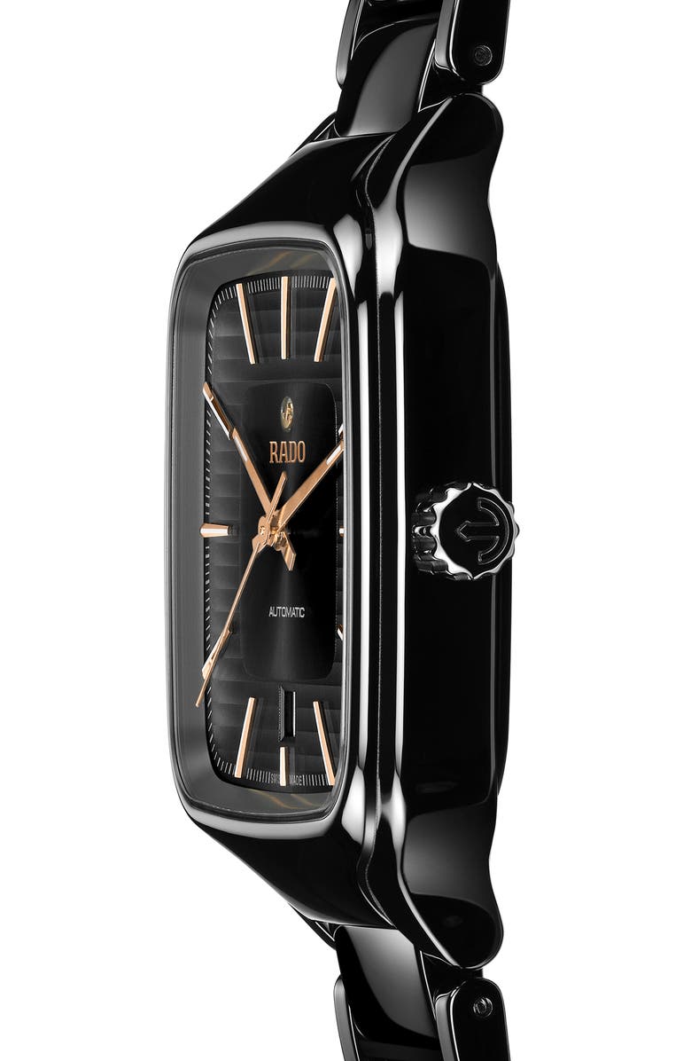RADO True Square Automatic Bracelet Watch, 38mm, Alternate, color, Black