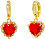 Velvet Luna Earrings With Red Heart Pendant