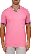Maceoo Edison Marthyr1101 Pink Cotton V-Neck T-Shirt