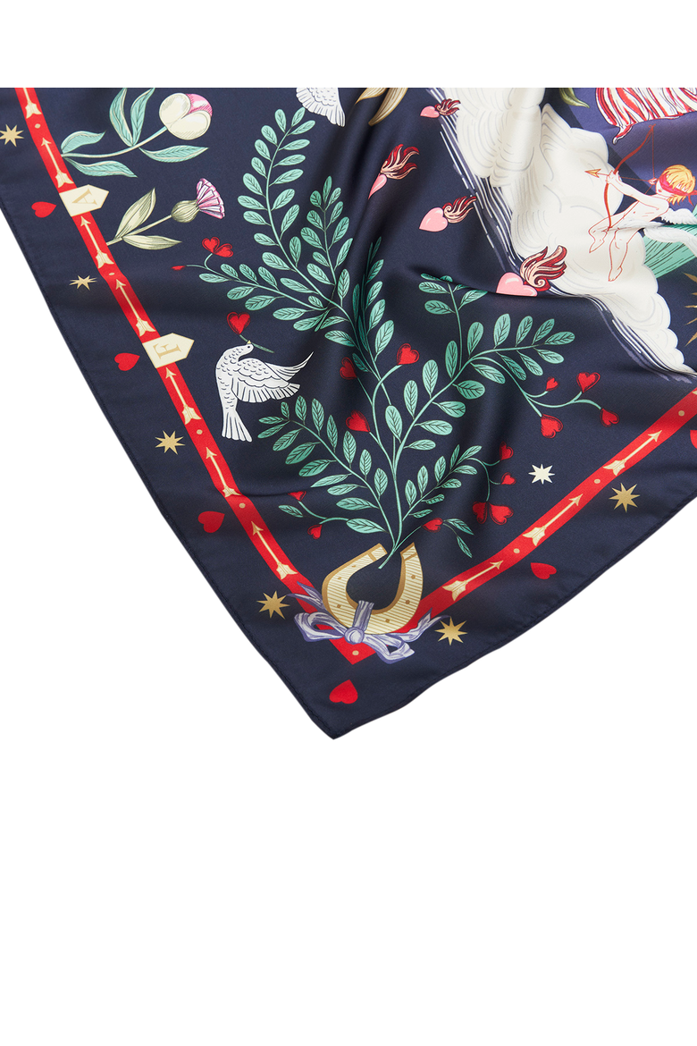 Freya's Heart Story Square Scarf, Alternate, color, Navy